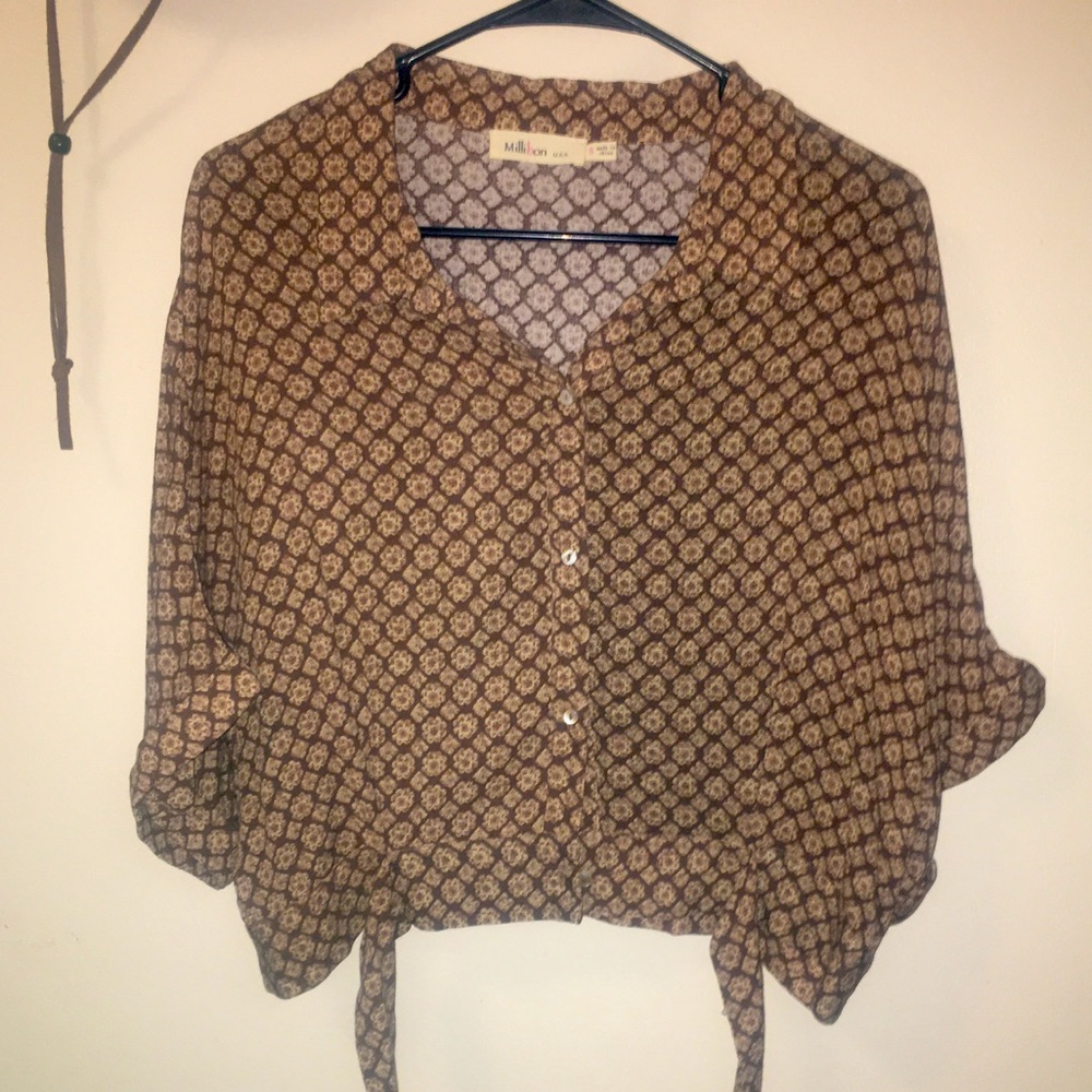 Milibon cropped button down shirt